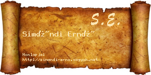 Simándi Ernő névjegykártya